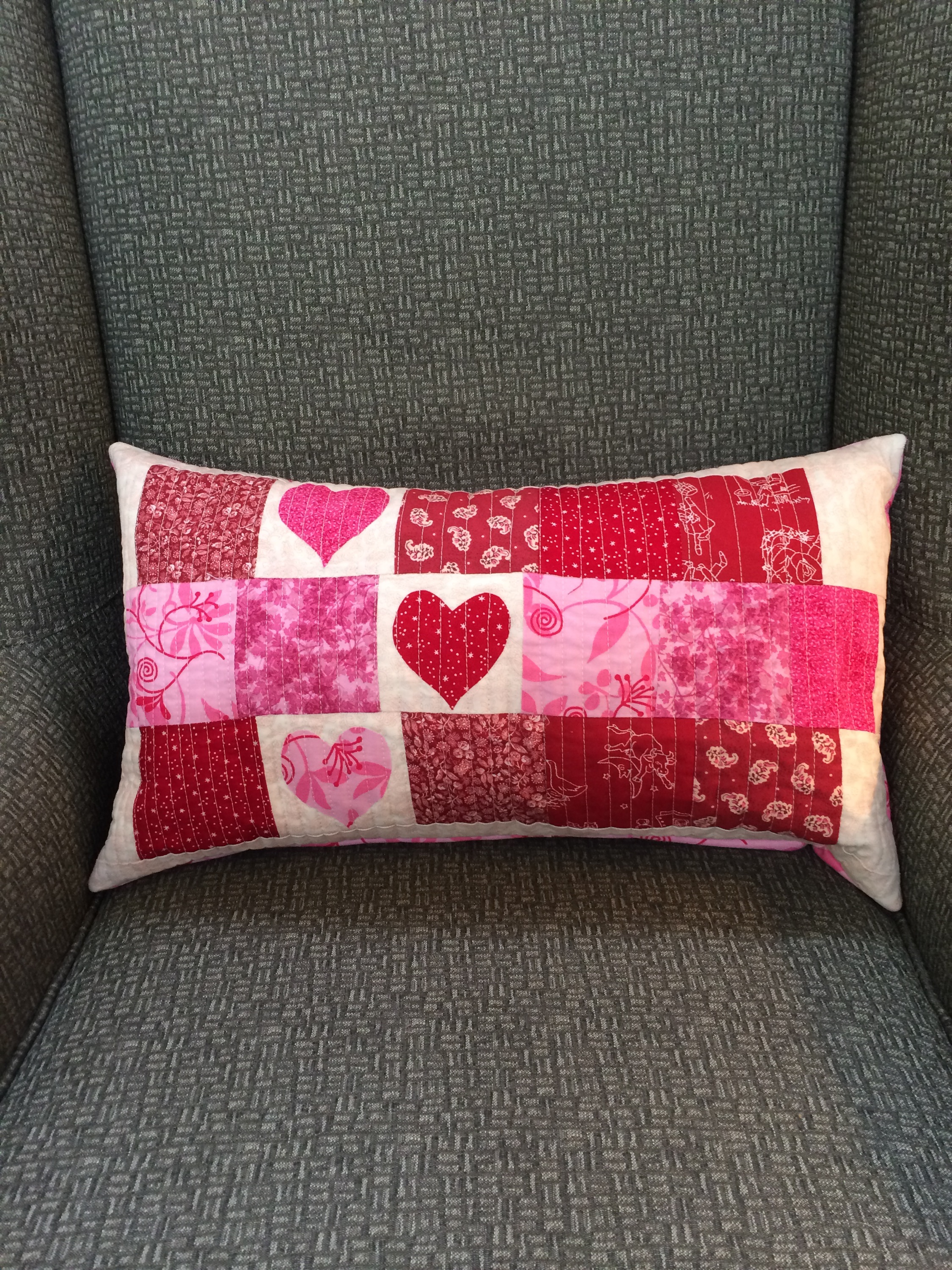 February Strippy Hearts Pillow 
